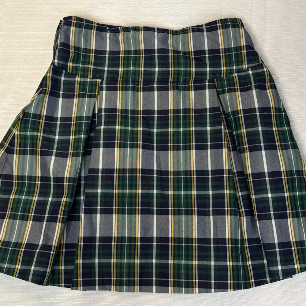 Dennis Uniform Girls Drop Yoke Pleated Skort Carden Plaid G12